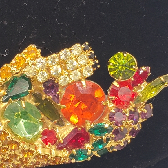 Bauer Cornucopia autumnal colored brooch, vintage - Picture 8 of 11